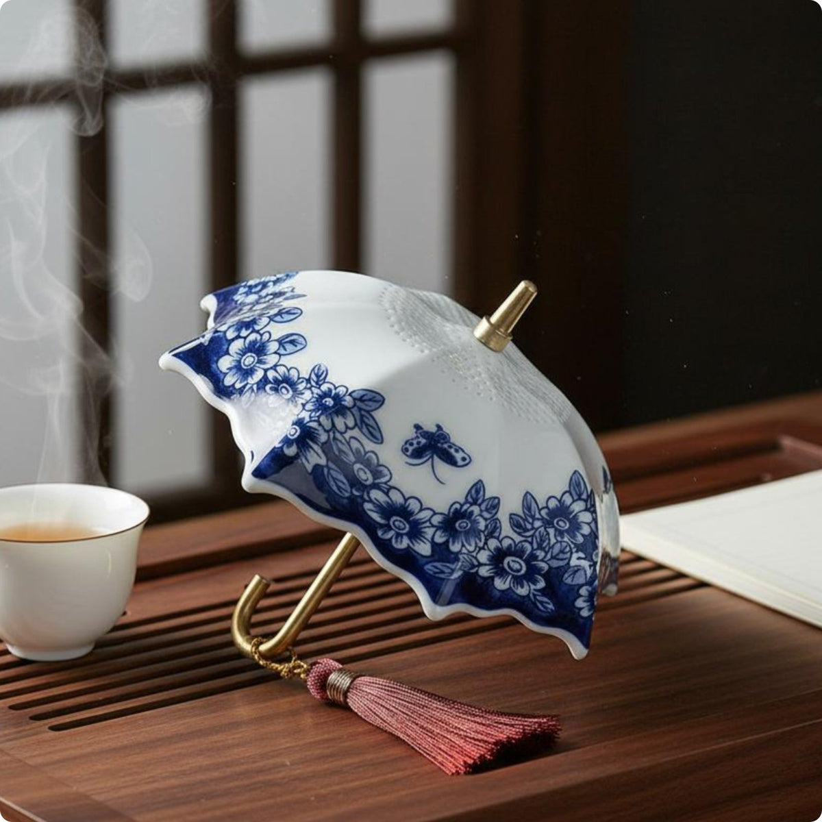 Blue and White Tea Filter Heat-Resistant Tableware Handmade Look