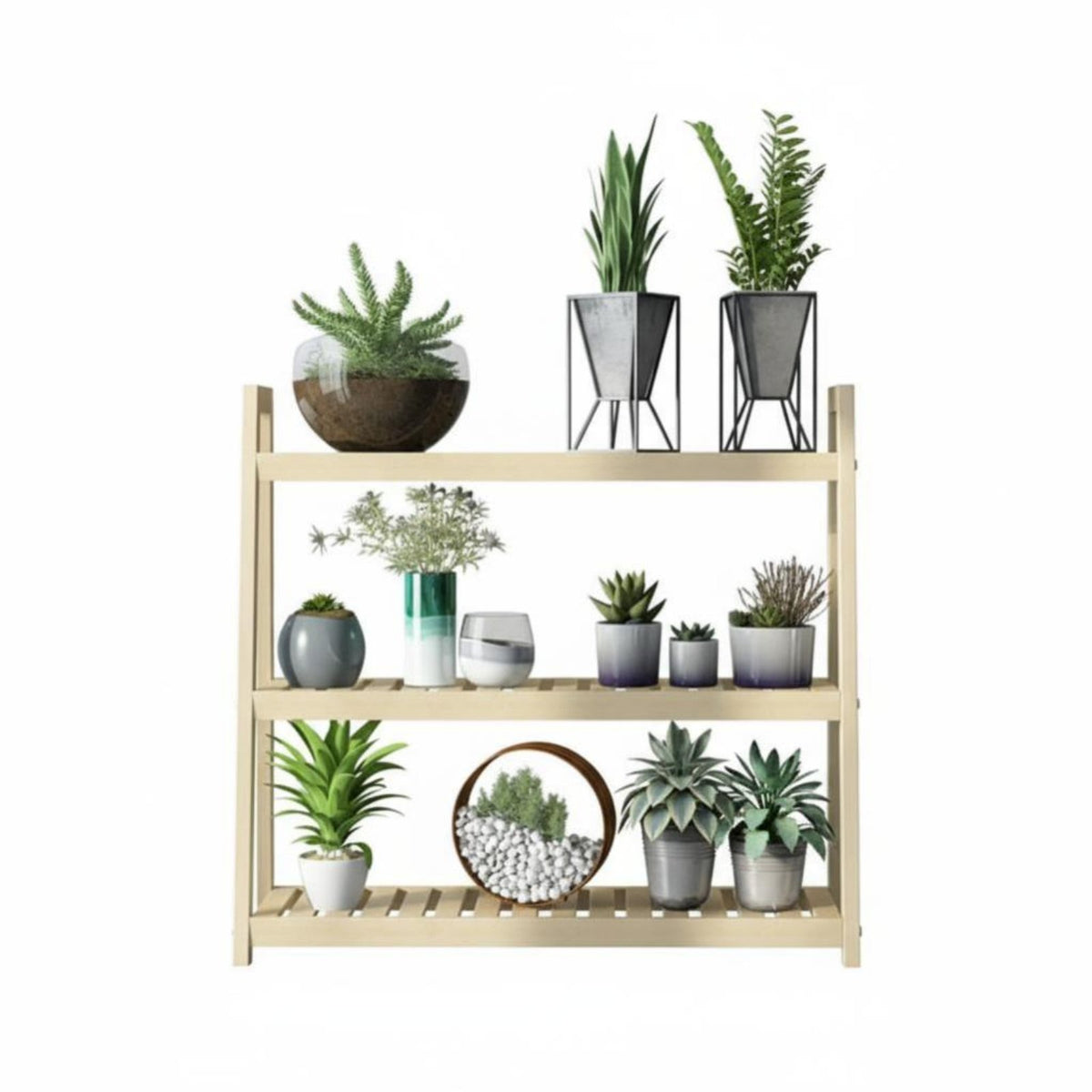 Multi-Tier Plant Stand Space-Saving Flower Rack High and Low Shelves for Desktop