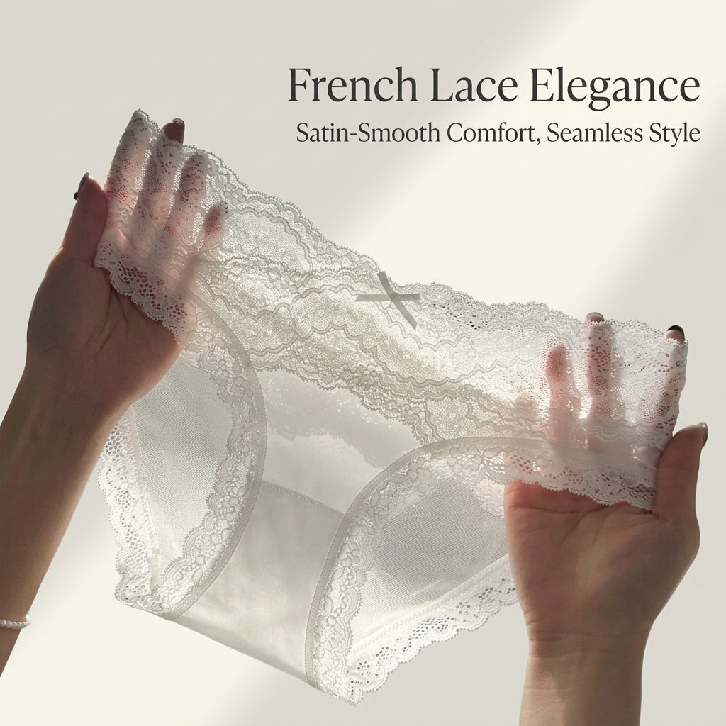 Women's Lace Trim Knickers Multipack with Gusset, Ice Silk Brazilian Ladies with Low Rise Design, Moisture Wicking