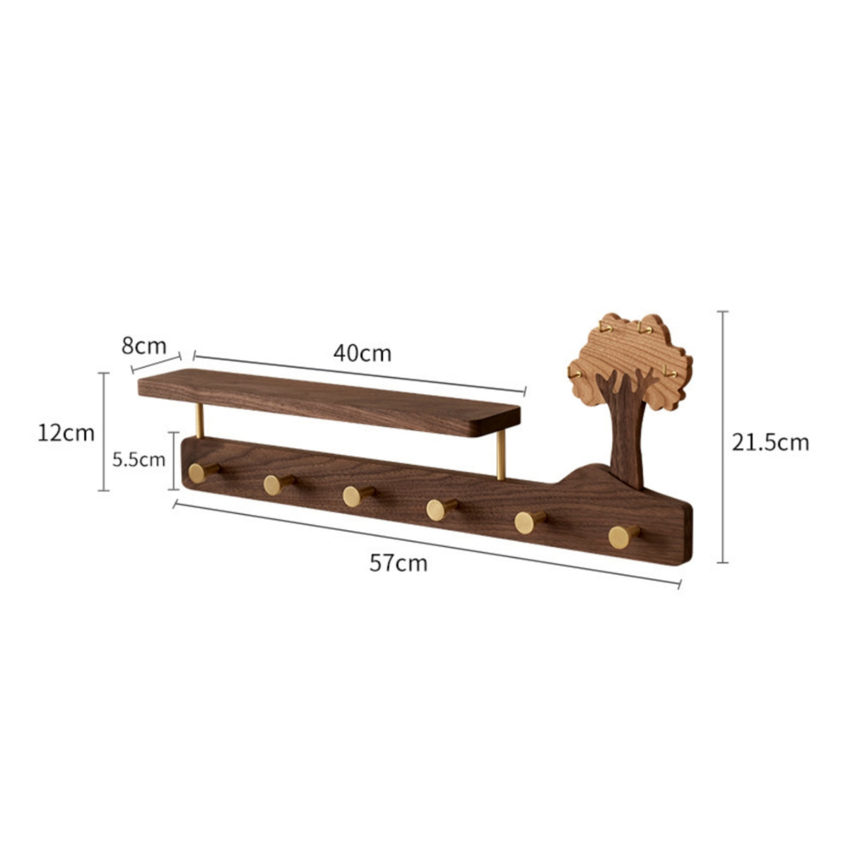 Wall Mounted Coat Rack Solid Wood Coat Rack with Shelf Modern Rustic Sturdy for Entryway, Bedroom