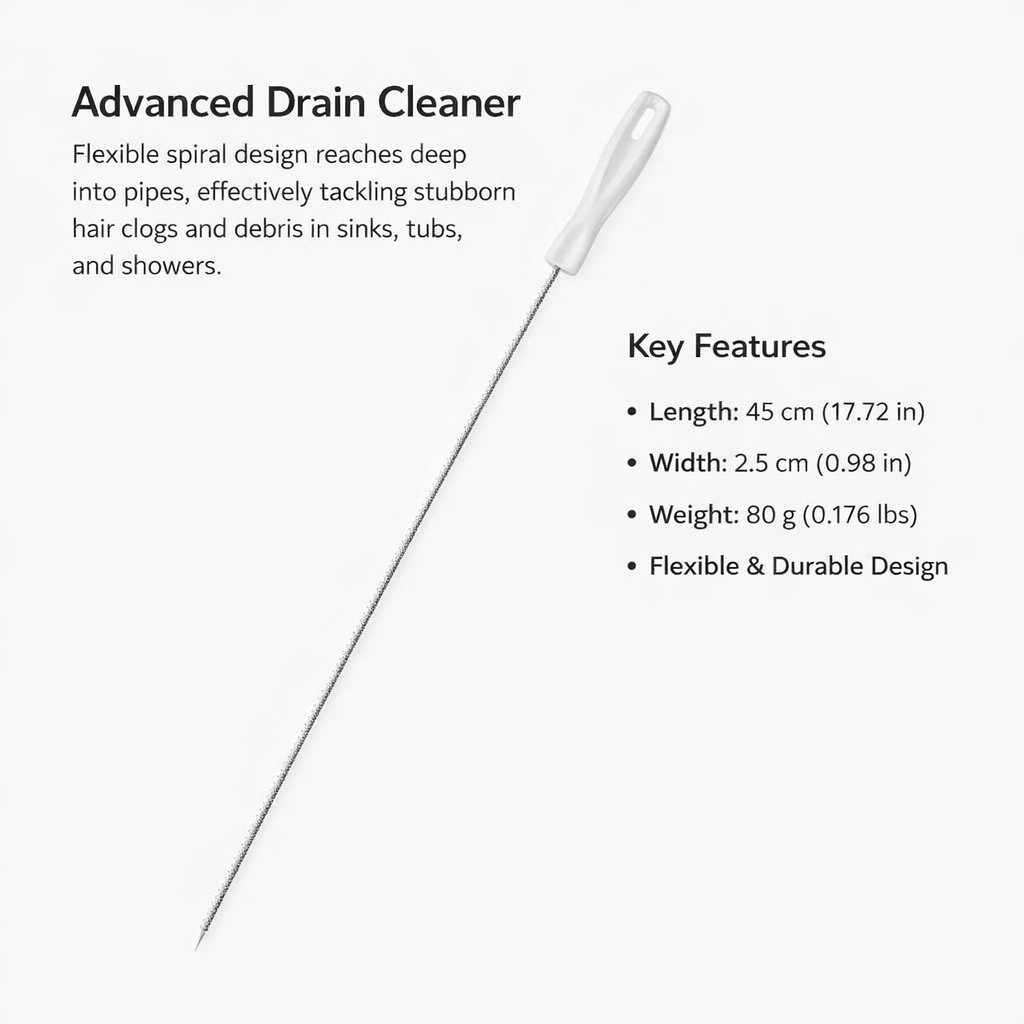 Drain Auger Plumbing Snake for Sink and Kitchen Spiral Hair Clog Remover Tool for Homeowners