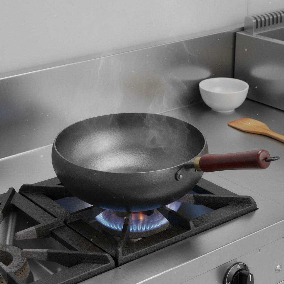 Hand Hammered Wok Uncoated Traditional Chinese Wok Stir-Fry Pan Heat-Resistant Handle Cookware Professional Grade for Chefs