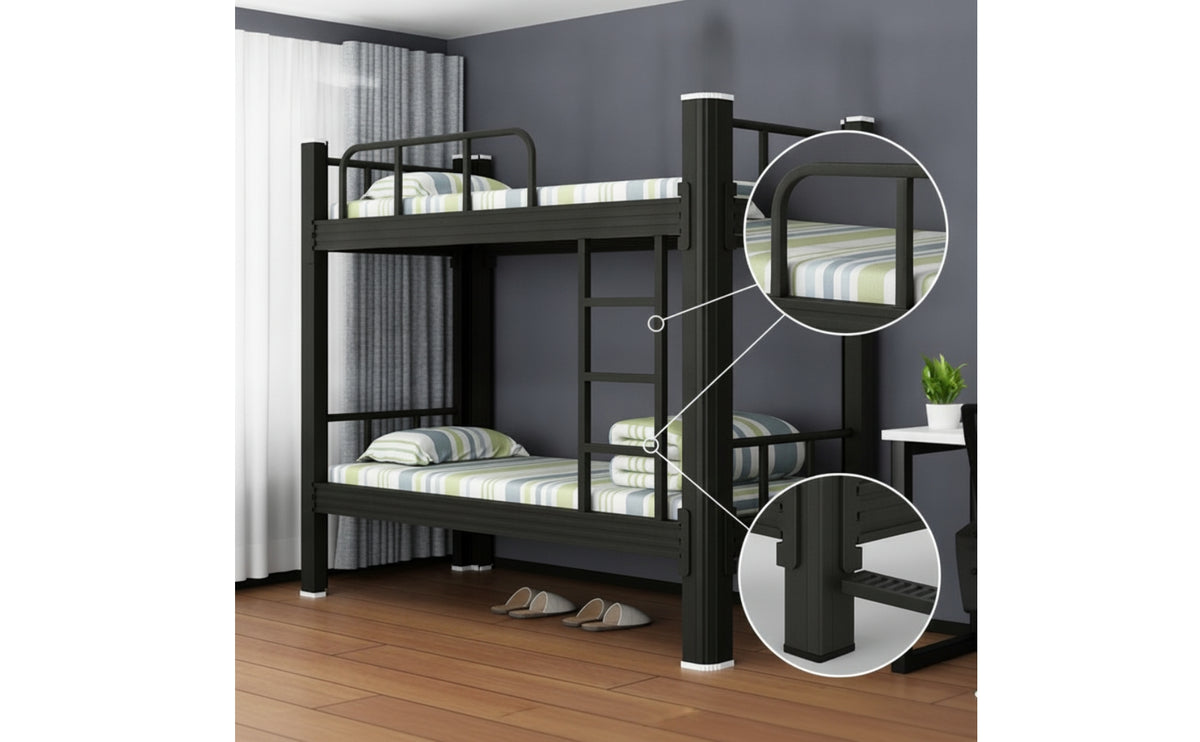 Metal Bunk Bed Heavy-Duty Bunk Bed with Mattress Space-Saving Furniture for Students, Teens, Shared Bedrooms, Dorm Rooms, Residential Accommodations