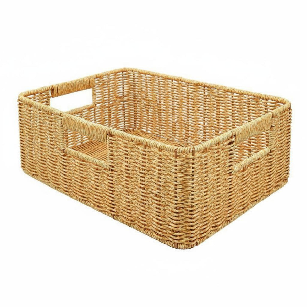 Tabletop Storage Basket Rectangular Woven Storage Basket Rattan-Like for Desktop