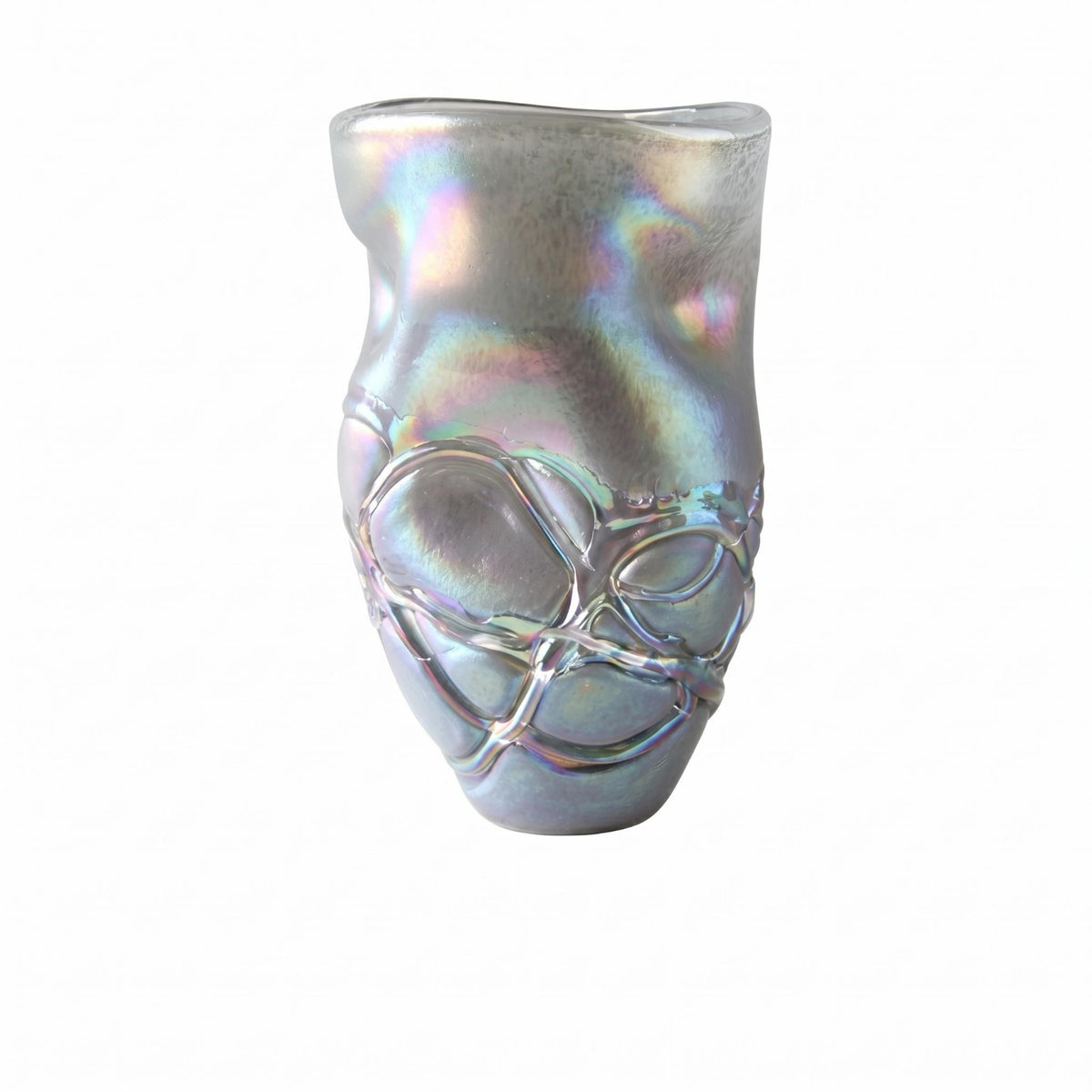 Decorative Glass Vase Spiraling Relief Handmade Glass Vase Smooth Reflective Surface Room Decor
