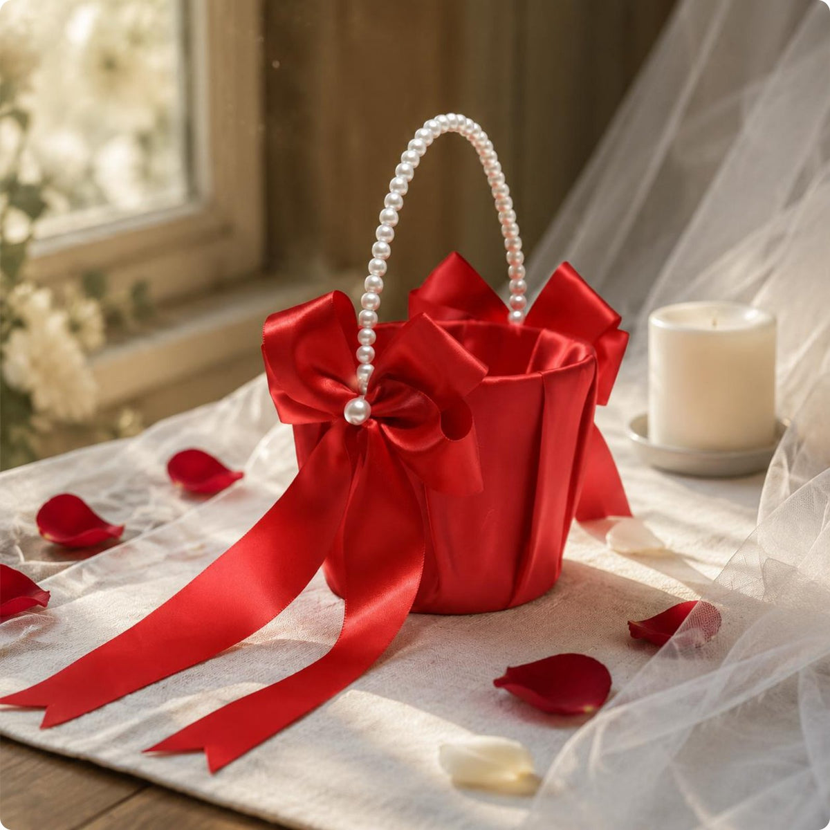 Wedding Flower Girl Basket Romantic Design Decor Luxurious Look for Girls