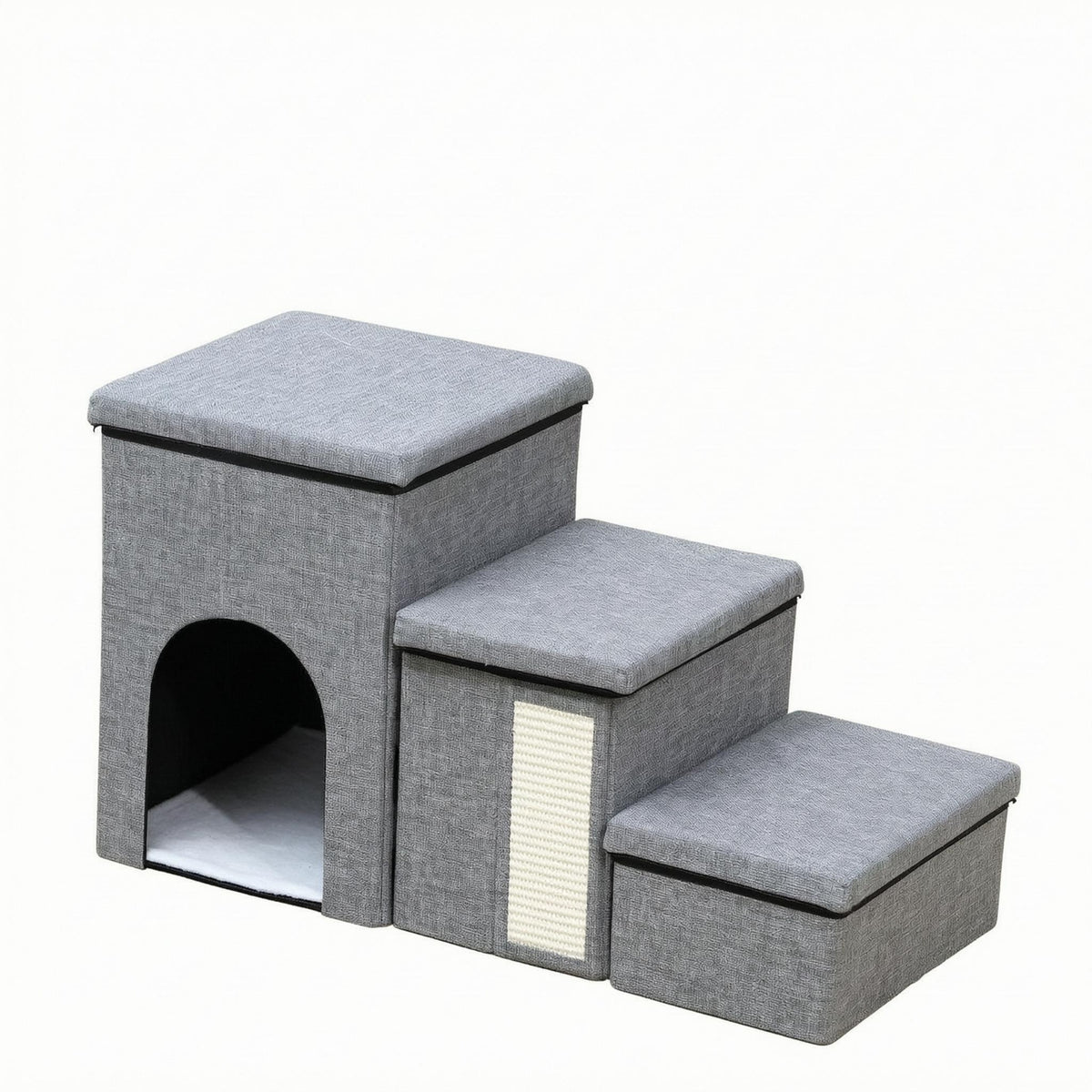 Foldable Pet Stairs Multifunction Dog Stairs with Storage Arched Entrance