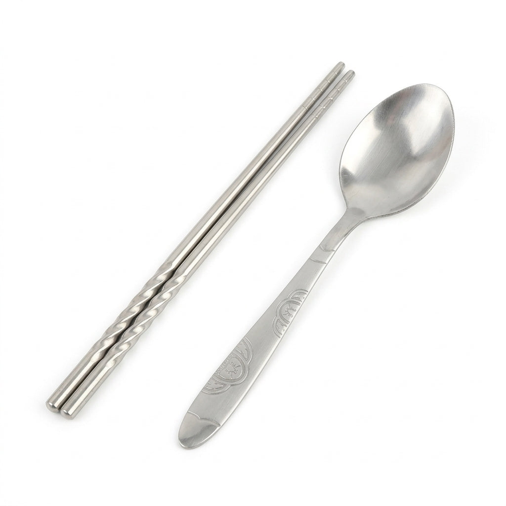 Stainless Steel Cutlery Set, Portable Camping Cutlery Set, Reusable Chopsticks and Spoon, Picnic Cutlery for Outdoor