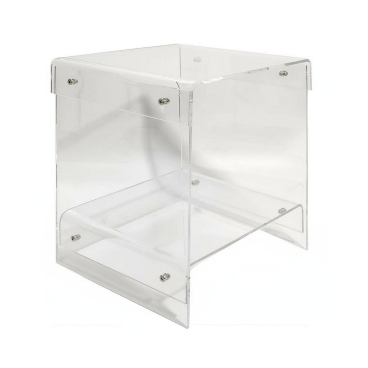 2-Tier Clear Table Minimalist Aesthetic Nightstand Space-Saving for Office