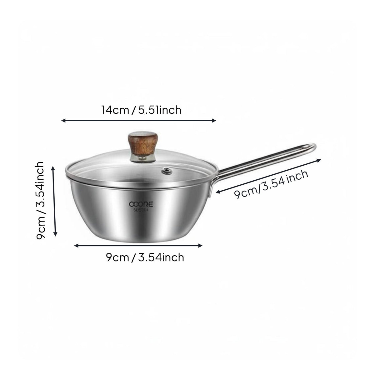 Stainless Steel Bowl with Handle Lightweight Korean Style Ramen Bowl Internal Measurement Markings Small Pot for Solo Diners