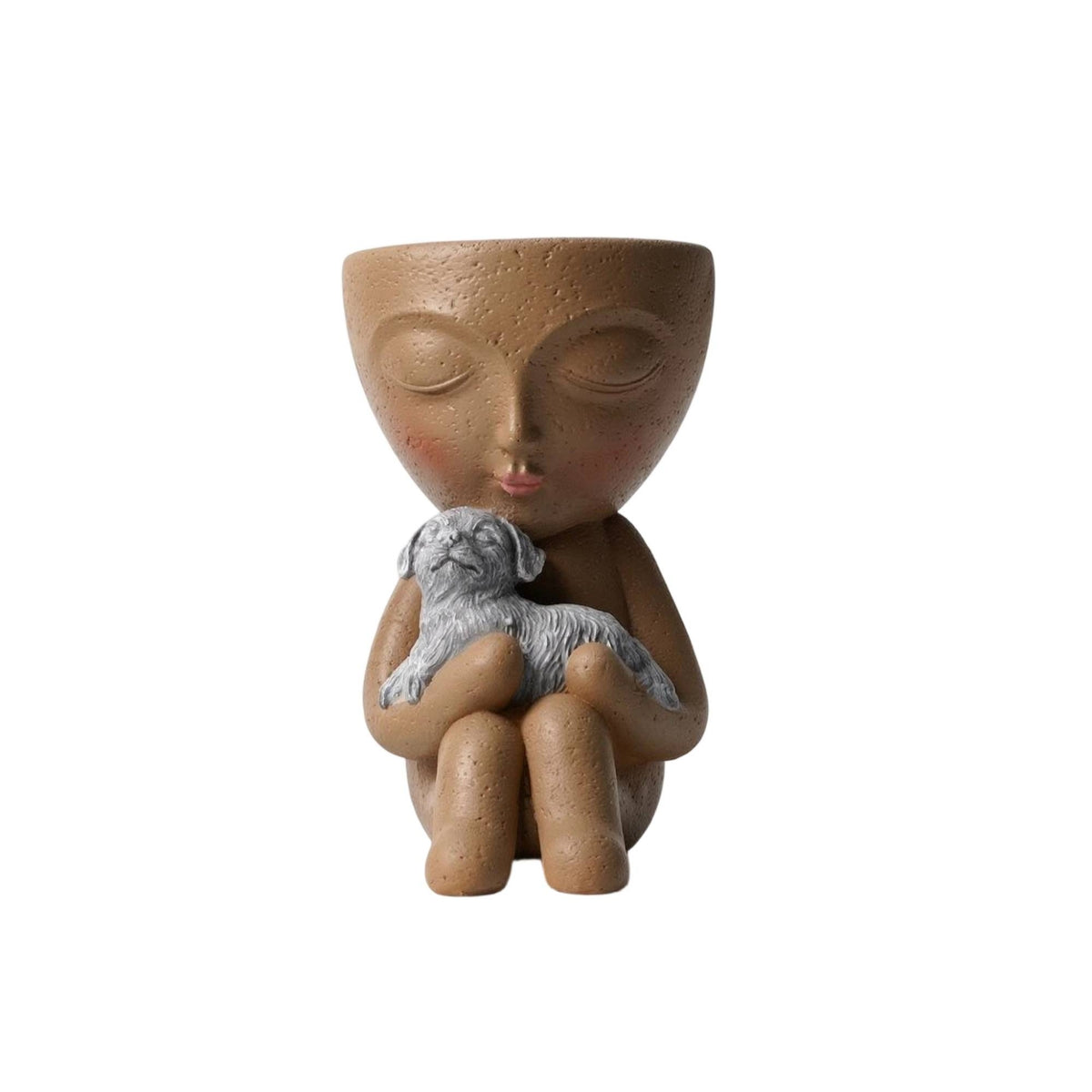 Child Figure Planter Compact Seated Figure Planter Artisanal-Look for Patio