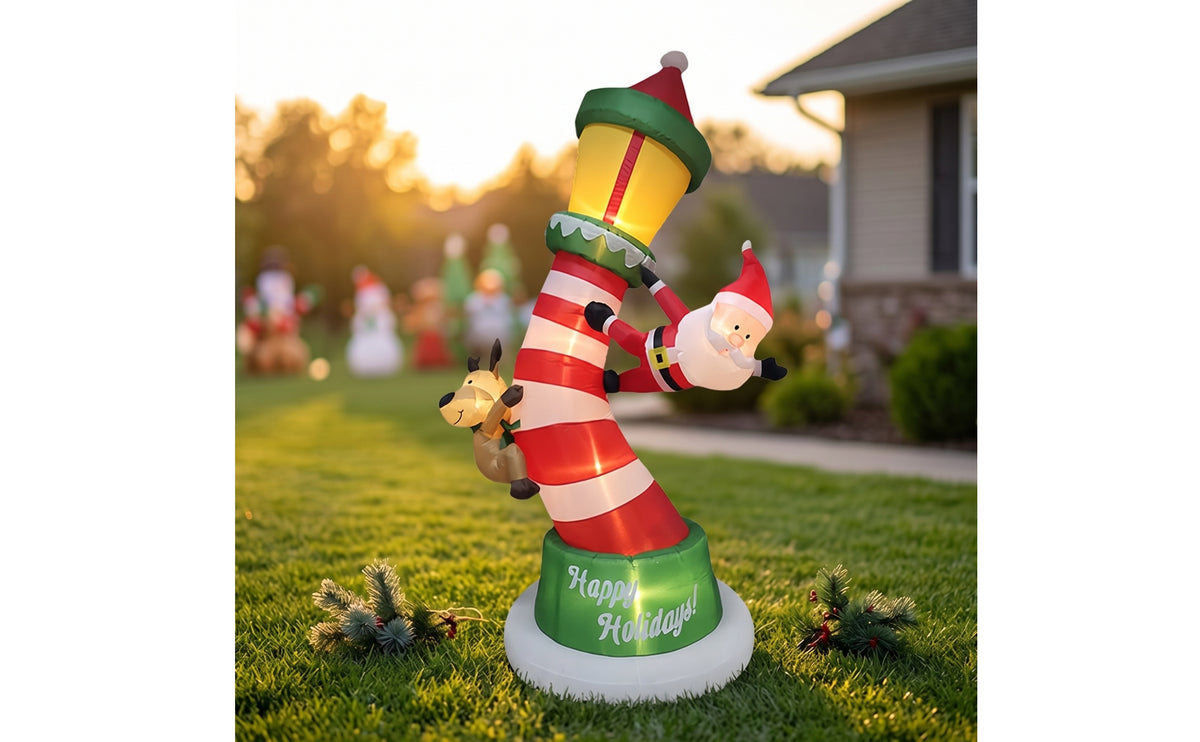 Christmas Inflatable with Santa Outdoor Christmas Inflatable Decoration Festive Inflatable Yard Decoration for Lawn, Garden