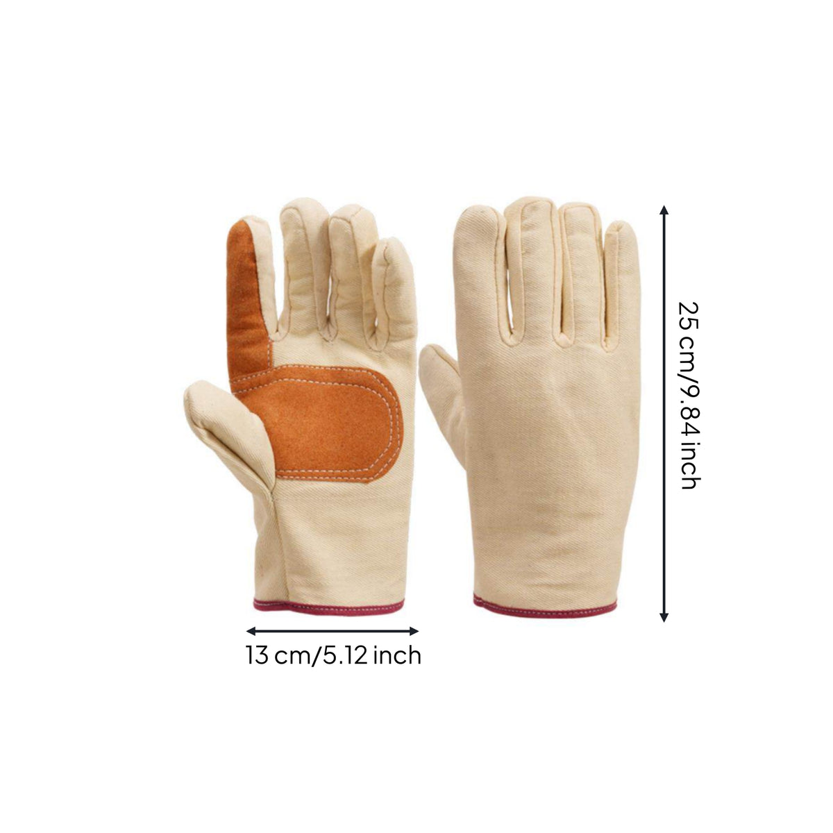 Durian Gloves Thick Canvas Hand Protection Red-Edged for Rough Tasks