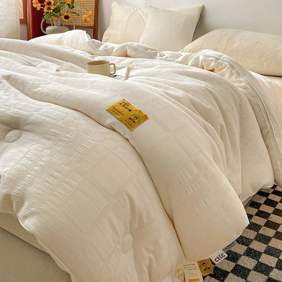 Soybean Fiber Quilt Machine Washable Soybean Fiber Comforter Anti-Clumping Fill
