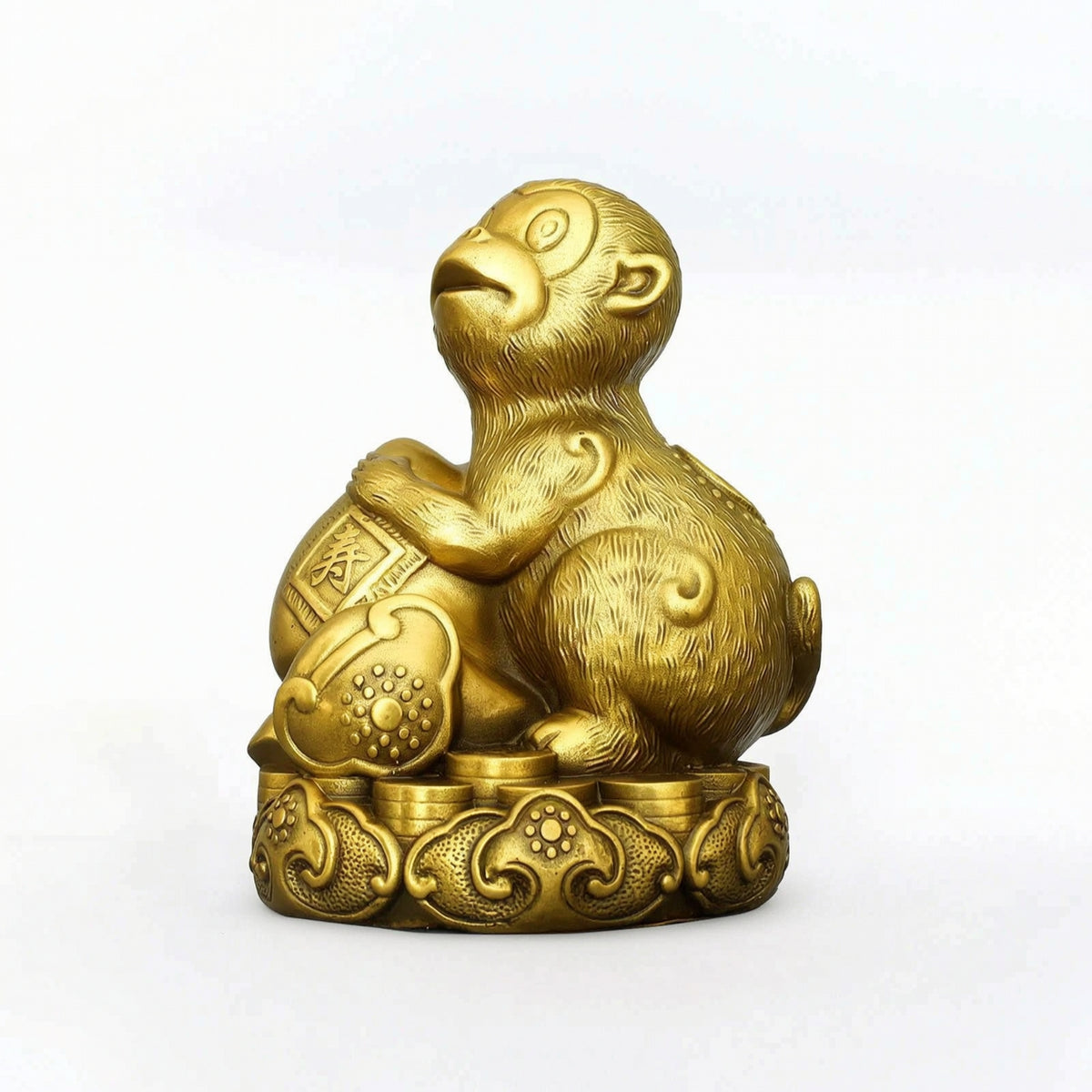 Monkey Statue with Lotus Base Lustrous Chinese Astrological Monkey Statue