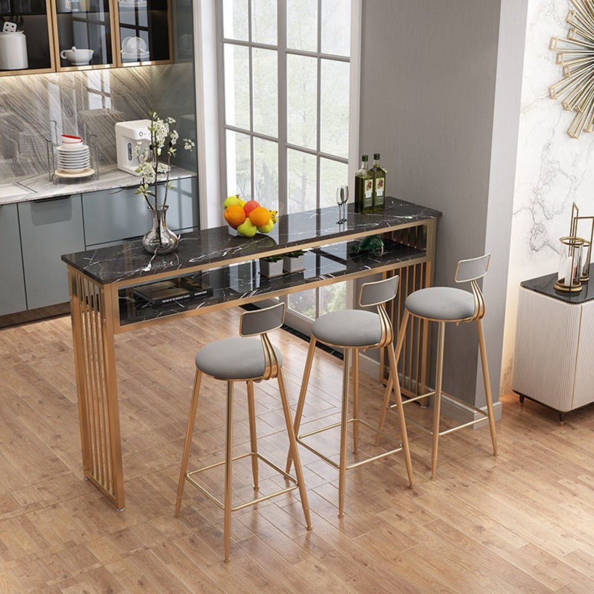 Counter Height Bar Table Modern Minimalist Design High Top Dining Table Space-Saving Home Furniture for Homeowners, Renters, Balcony, Eatery, Entryway