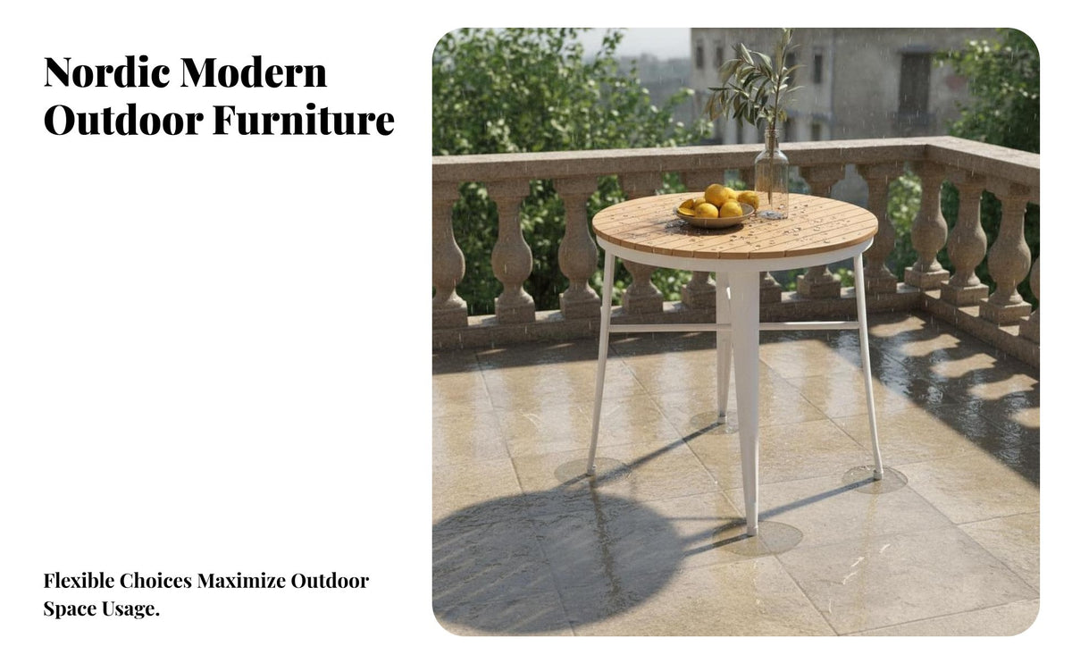 Nordic Design Garden Table and Chairs Waterproof Balcony Furniture Set Sun-Proof Outdoor Dining Set Weather-Resistant for Homeowners, Apartment Dwellers, Cafe Owners, Courtyard, Yard, Poolside, Indoor