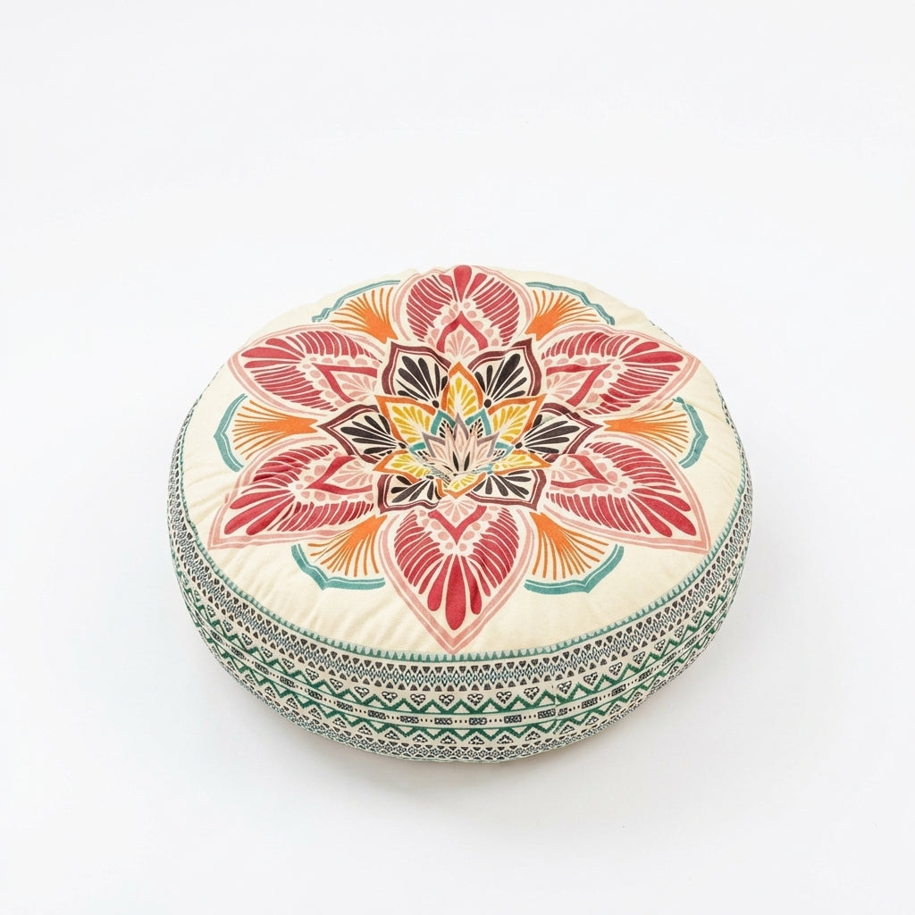 Bohemian Mandala Floor Pillow Cover, Decorative Bohemian Seating Throw, Thickened Round Meditation Mat, Hippie Round for Livi