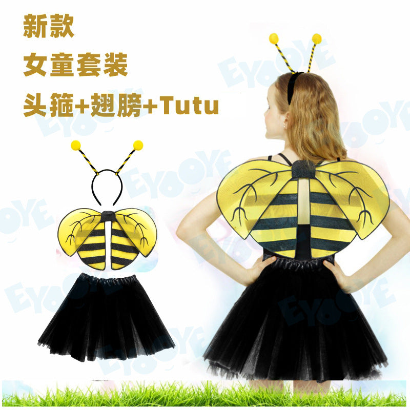 Cross-border Yellow Bee Wings Headband Set Fairy Stage Performance Children's Day New Year Decoration