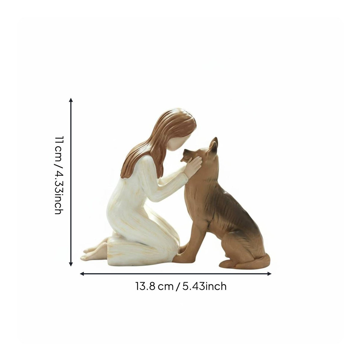 Girl Hugging Dog Statue Delicate Details Girl Hugging Dog Sculpture Stable Base