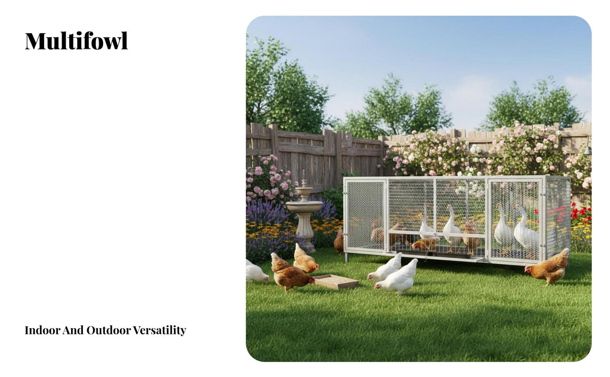 Easy to Clean Large Metal Chicken Enclosure Lockable Door Large Metal Chicken Coop Pitched Roof Design Outdoor Rabbit Enclosure Egg Roll-out Tray for Backyard Farmers, Homesteaders, Courtyard, Farm, Yard, Garden