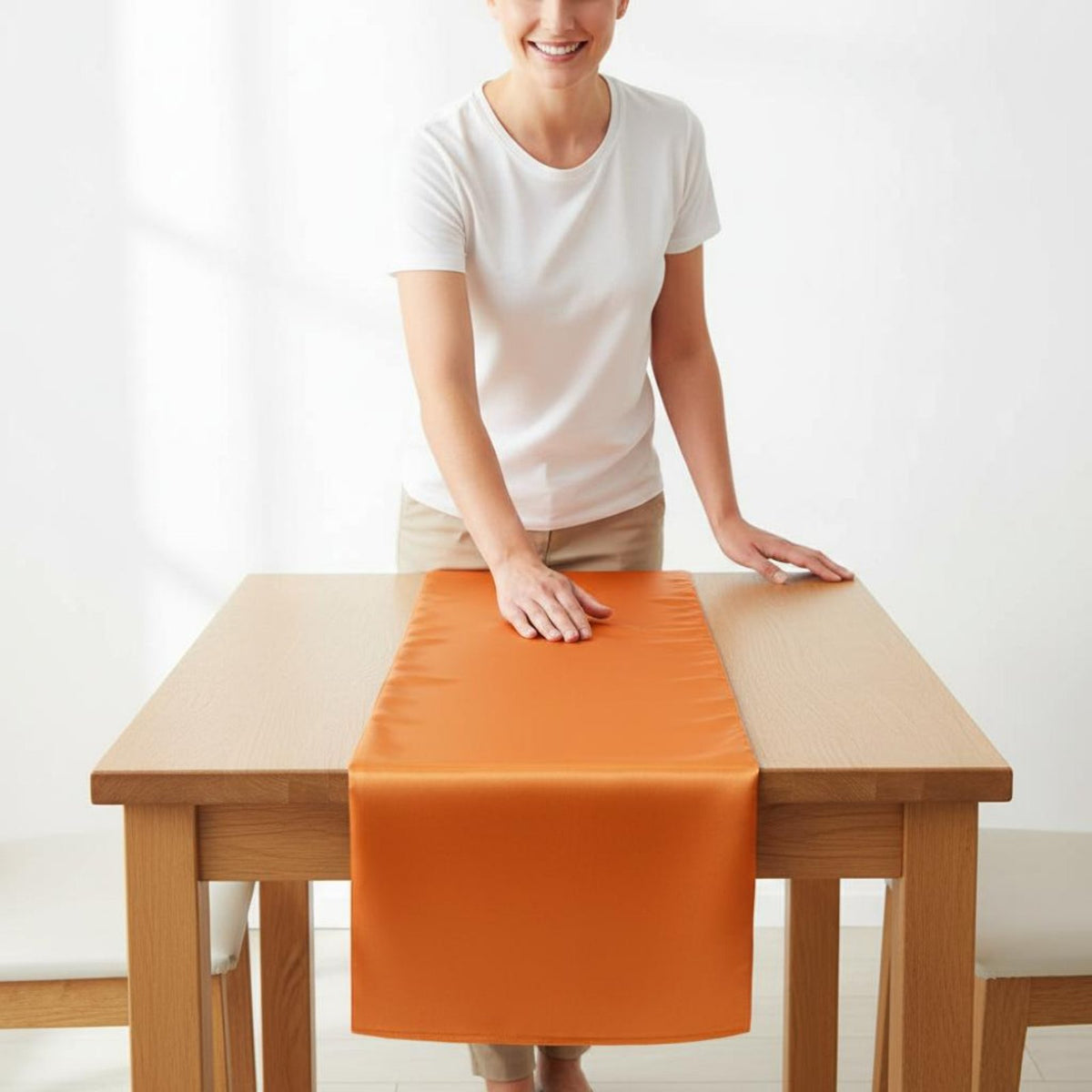 4 Pieces Orange Satin Table Runner Reusable Polyester Satin Runner Long-Lasting