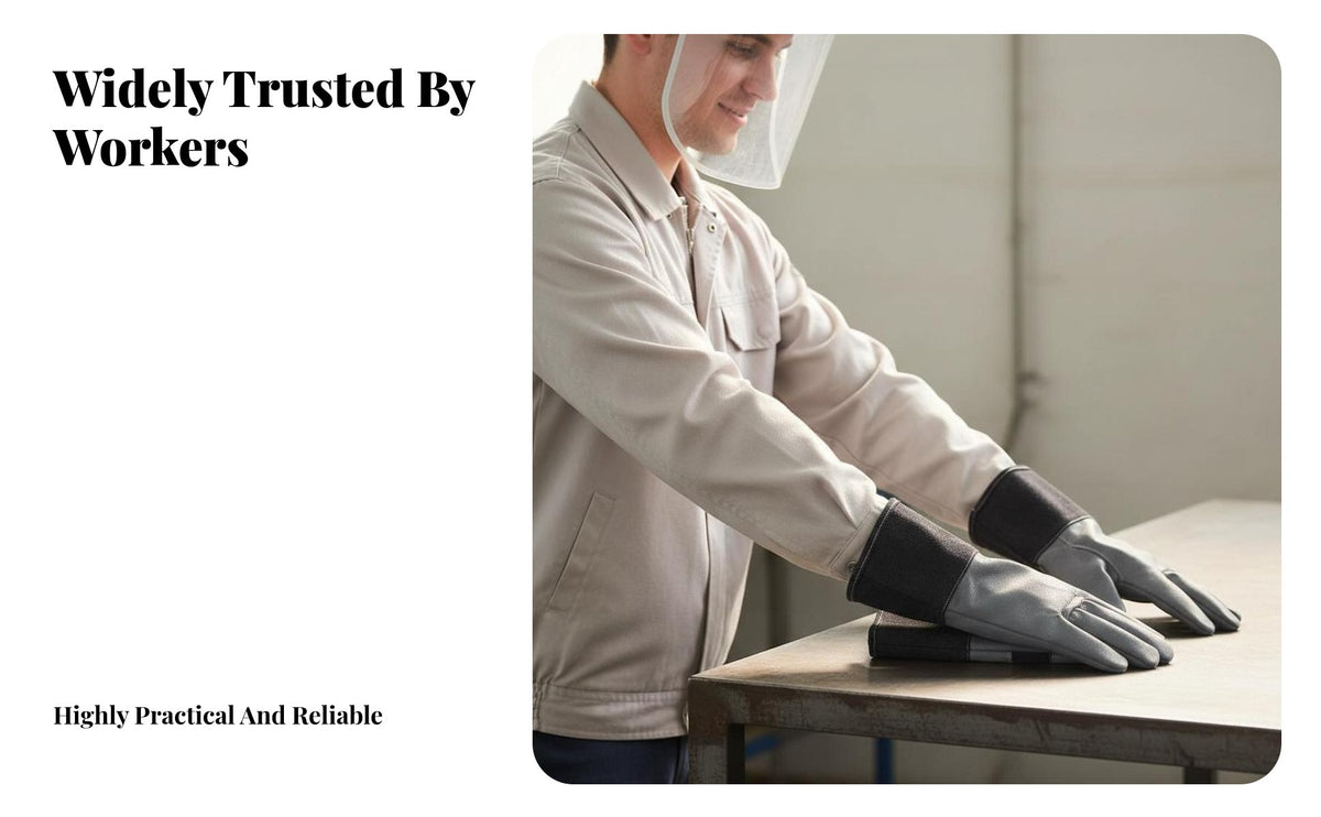 Leather Metalwork Gloves Wear-Resistant Leather Work Gloves Guarding Gear for Construction Workers, Mechanics, Maintenance, Material Handling