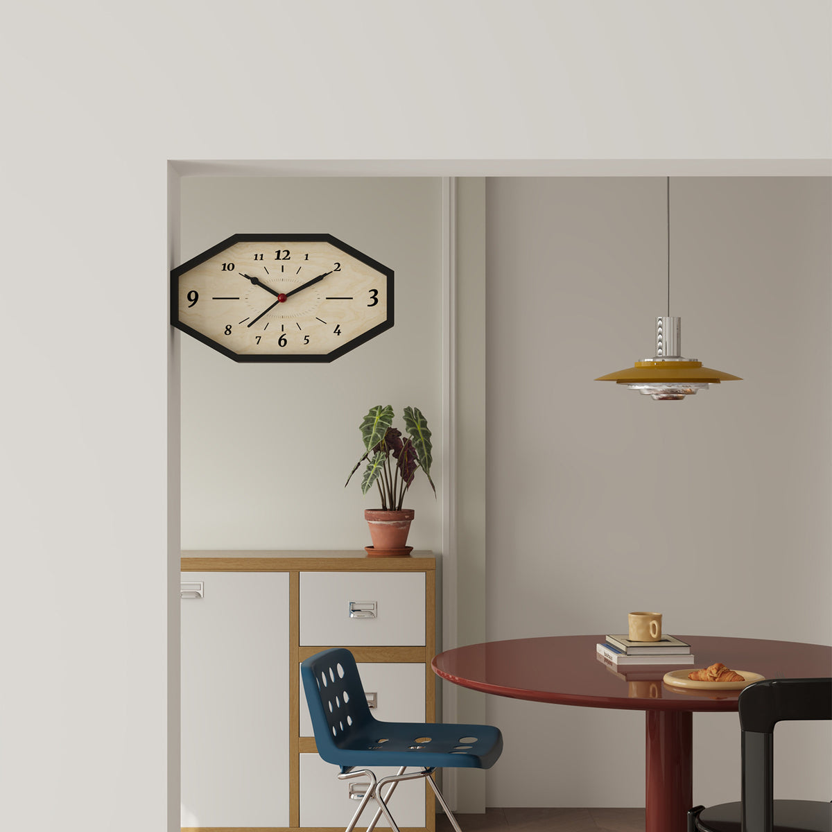 Original Minimalist Clock Wall Clock Living Room Octagonal Clock Corner Double-Sided Wall Clock Artistic Corner Clock