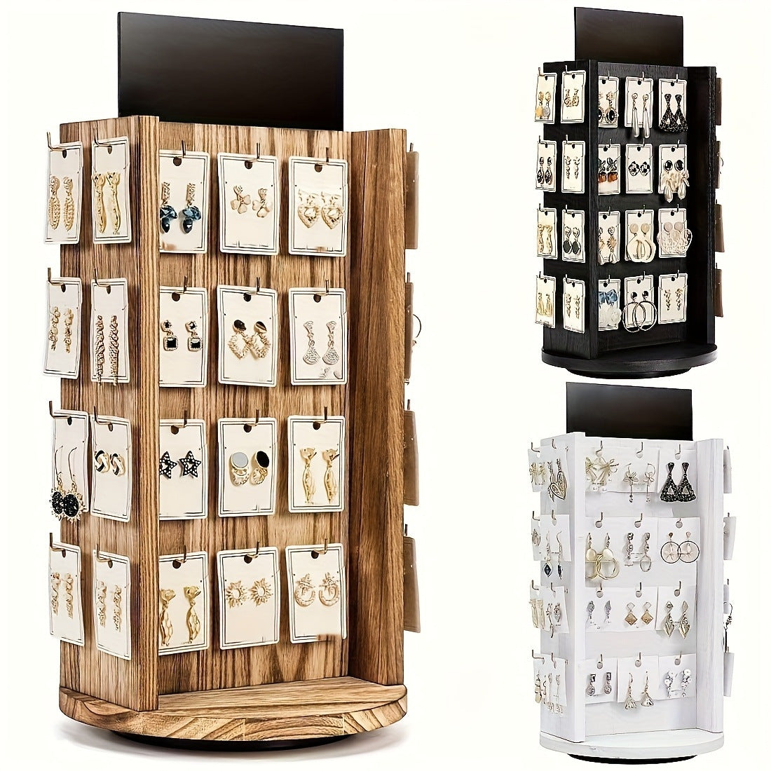 Wooden Rotating Earring and Necklace Display Stand