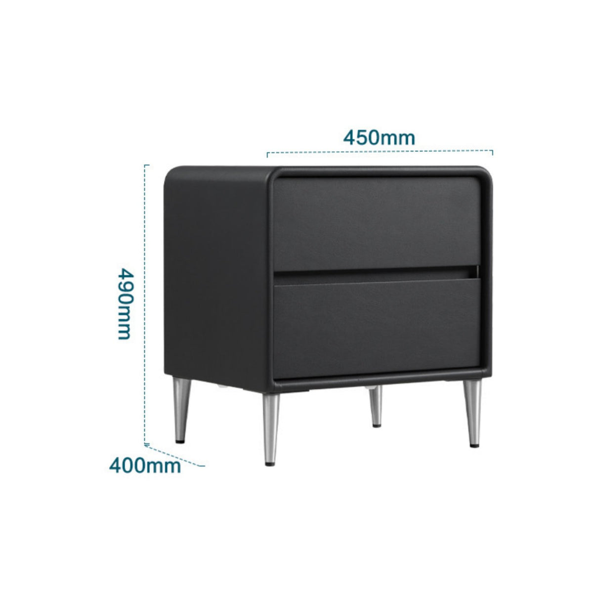 Modern Minimalist Nightstand Compact Size 2-Drawer Bedside Table Handleless Design Bedside Cabinet with Drawers for Adults, Couples, Dorm Room, Office