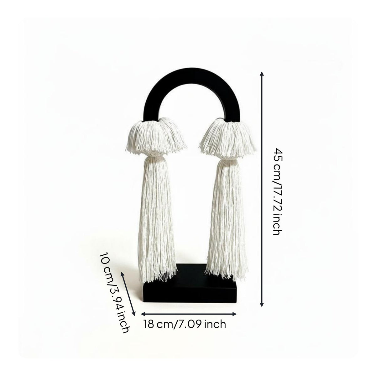 Tassel Hoop Decor Minimalist Abstract Tabletop Decor Linen Freestanding Display Ornament for Entryway