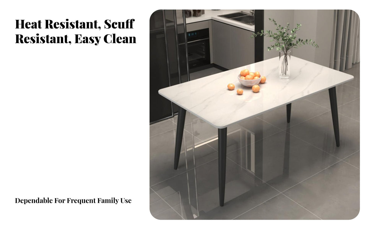 Minimalist Design Table and Seating Set Heat Resistant 4-Person Rectangular Dining Ensemble Space-Saving Household Furniture Easy to Clean for Apartment Dwellers, Families, Homeowners, Small Areas, Home