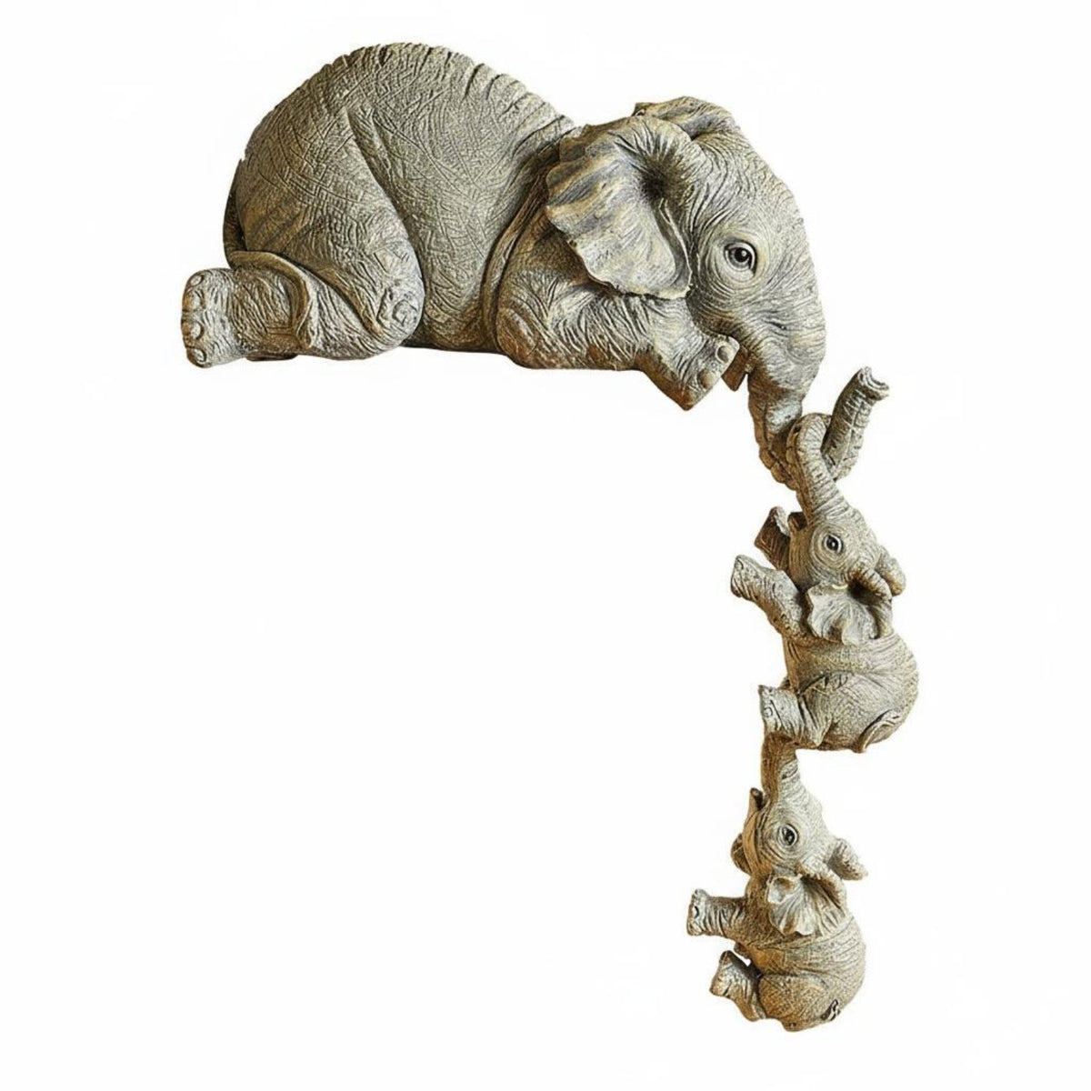 Resin Elephant Family Sculpture Symbolizes Maternal Love for Office Desk, Moms