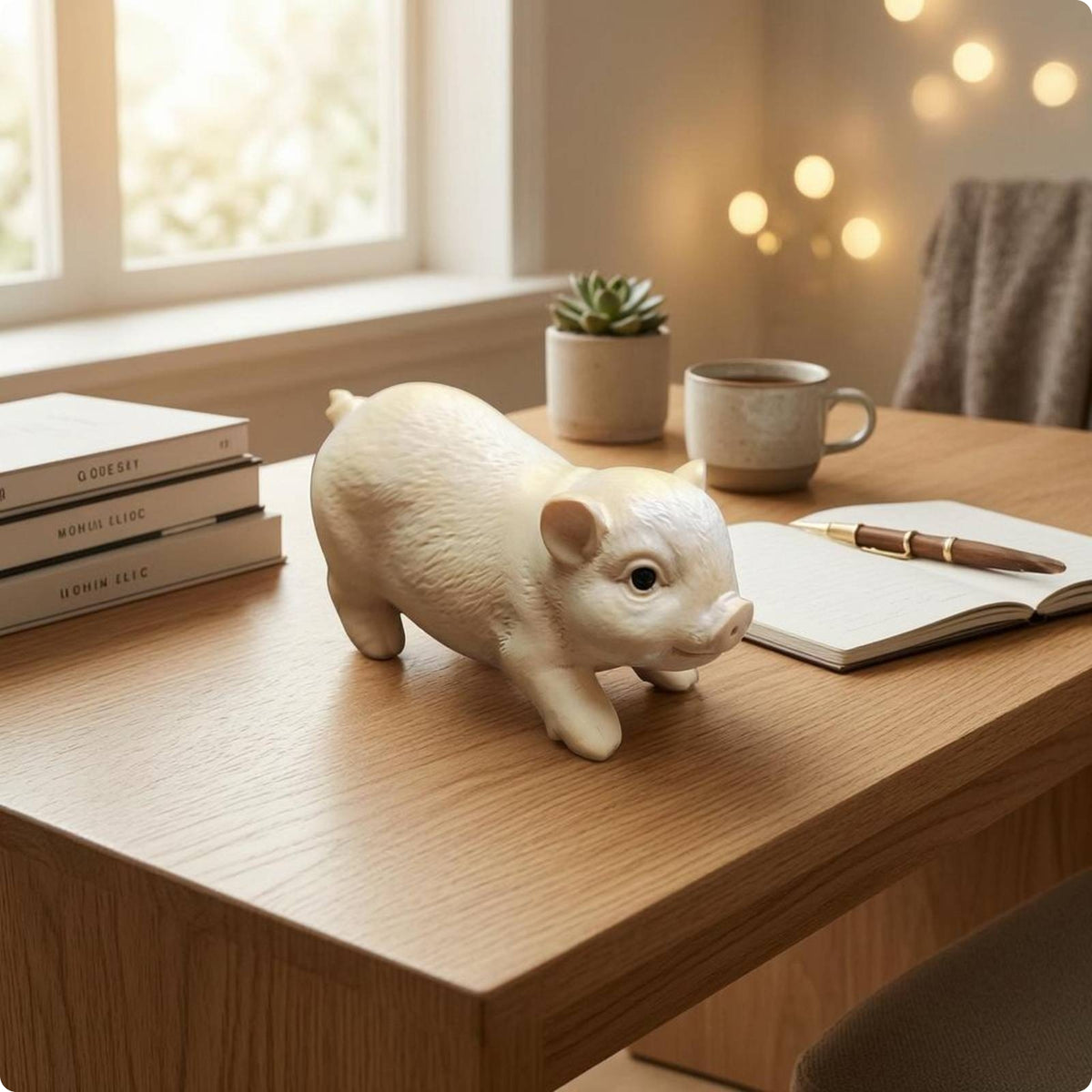 Carved Wooden Pig Figurine Realistic Wooden Pig Figurine Wood Grain Home Decor