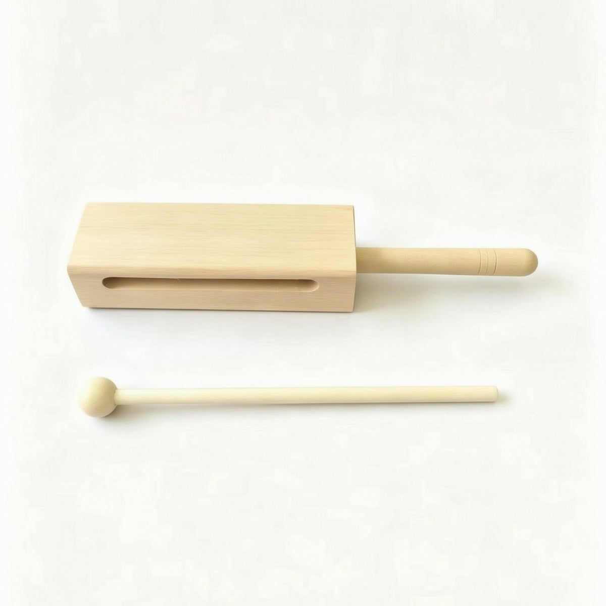 Natural Wood Percussion Instrument with Mallet Resonant Wooden Rhythm Block with Mallet Woody Wood Block with Handle Loud for Beginners, Students