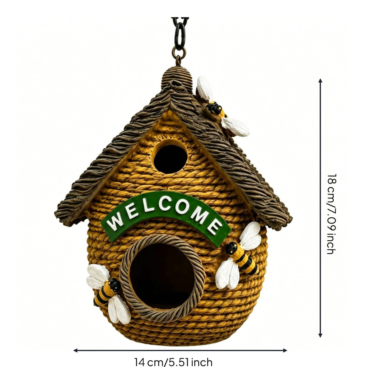 Bird Nest Hanging Decorative Bird House Resin Birdhouse for Patio