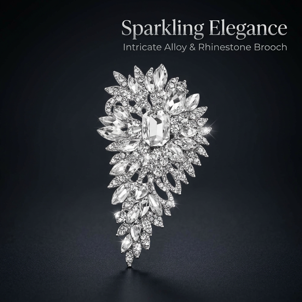 Statement Rhinestone Brooch for Women, Rhinestone Brooch Pins Women, Brooches Floral Brooch Pin, Crystal Embellished Brooch Pins