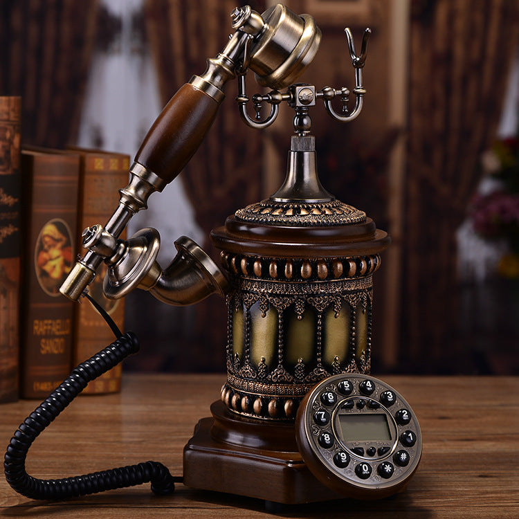 High-end Solid Wood Vintage Telephone, European Retro Style, Republic of China Era, American Caller ID, Office and Home Use