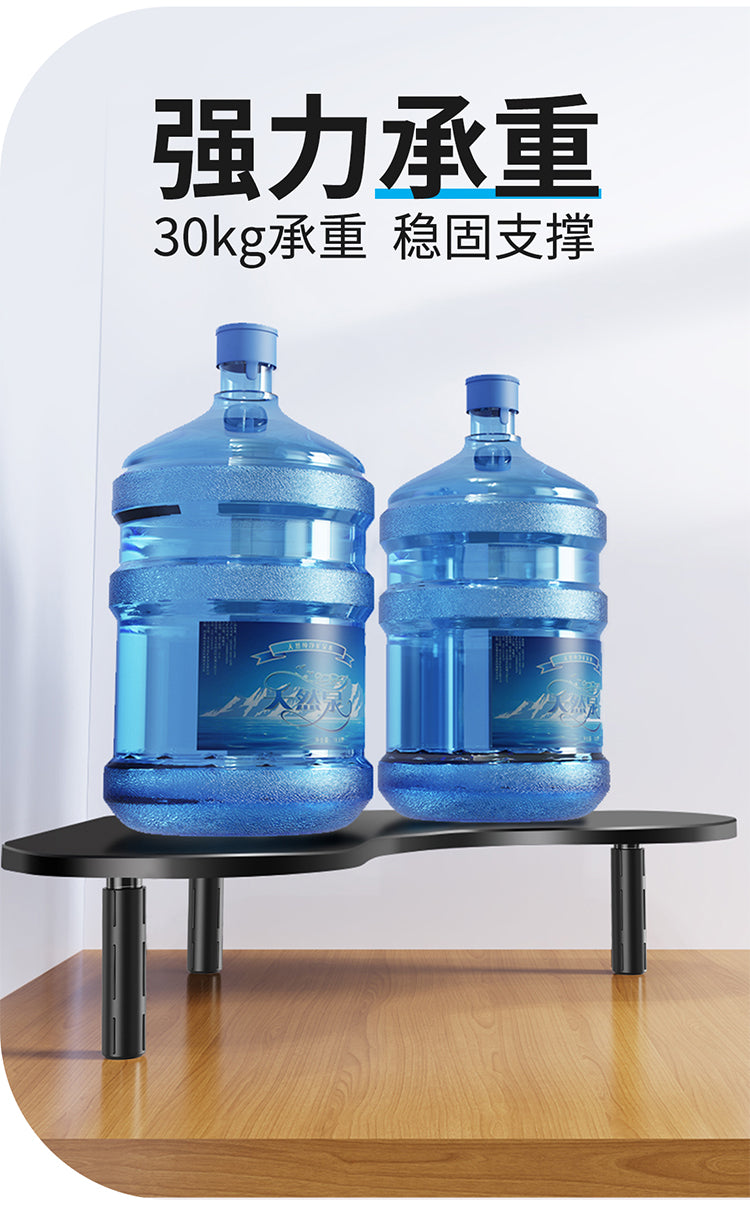 可升降转角桌面电脑增高架三角形台式机显示器支架办公室拐角工位笔记本屏幕抬高垫高调节支撑底座键盘收置物 优雅黑-三角款【可升降到160mm/转角收纳/金属稳固支撑】