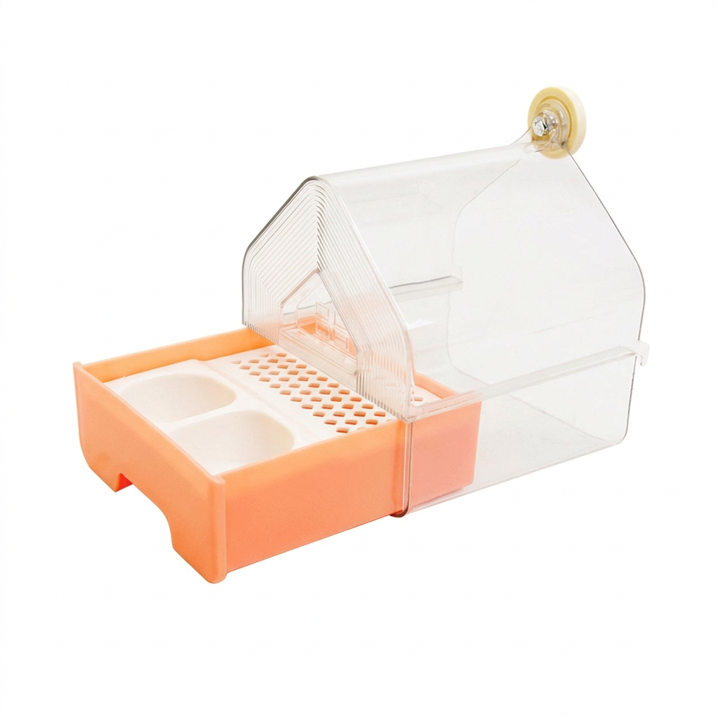 Bird Bath Tub for Cage Hanging, Transparent Bird Bath Feeder Box, Small Birds Bath Box, Parrot Bath Tub with Hooks, Budgie Ca