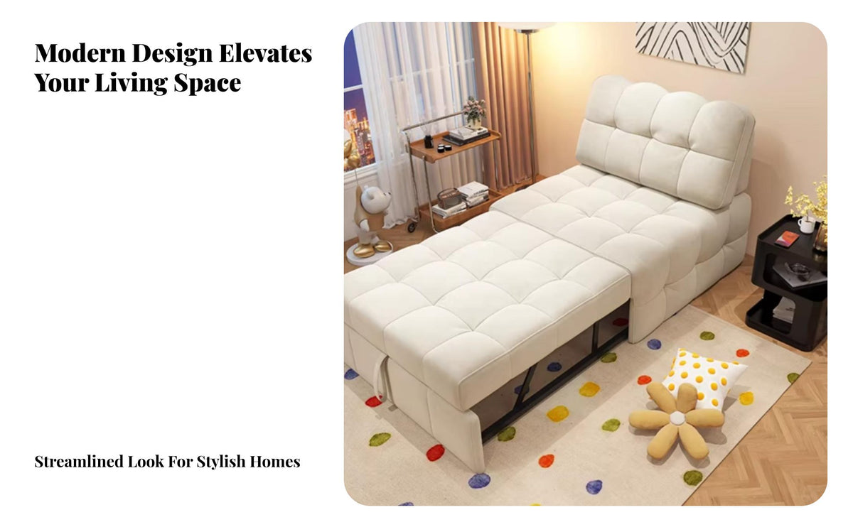 Multi-Functional Pull-extendable Single Bed Extendable Frame Pull-extendable Sleeper Armchair Padded padding Space-Saving Furniture Adjustable Backrest for Overnight Guests, Apartment Dwellers, residents, Small areas, Living Room, Bedroom, Home Office