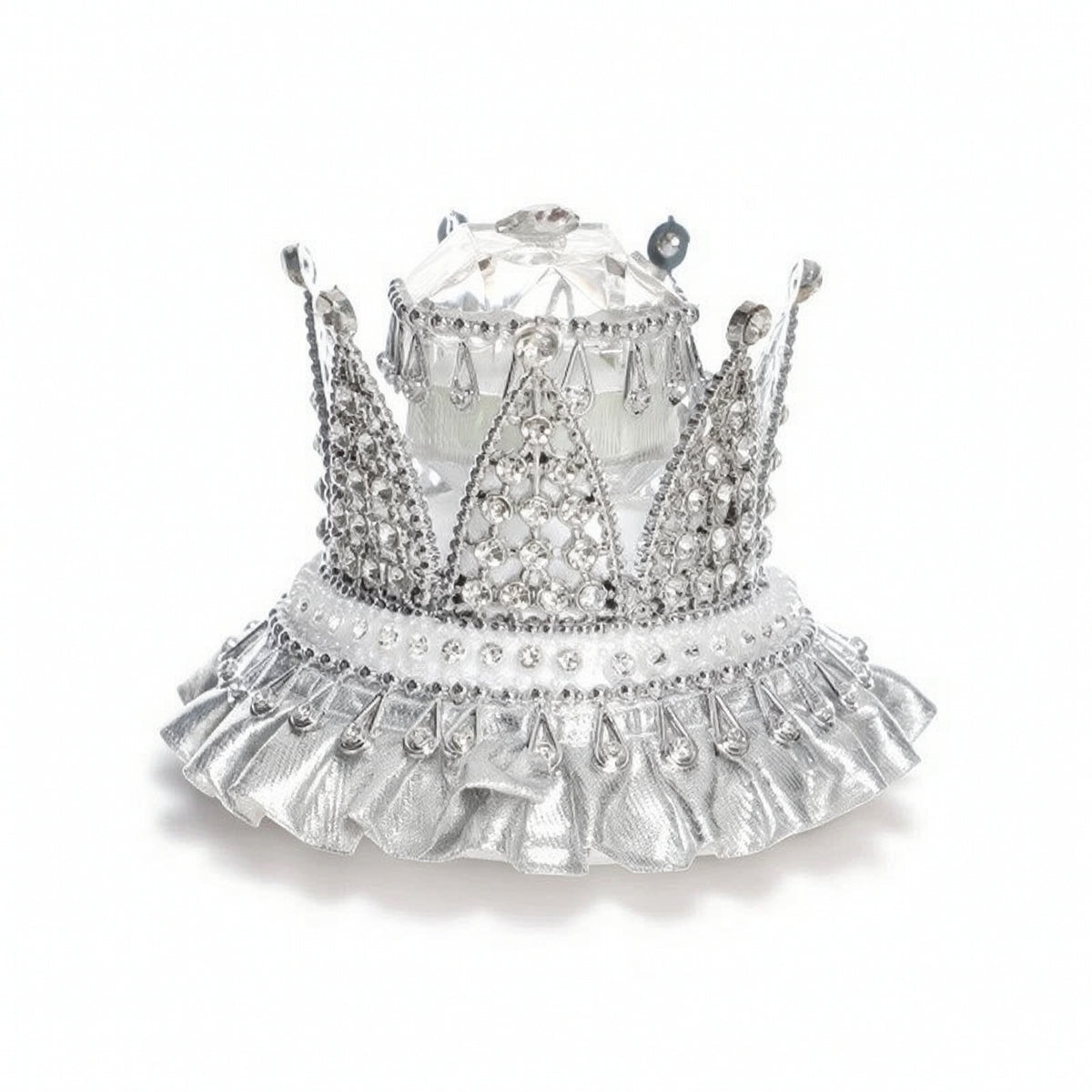 Crown-Shaped Band Box with Clear Lid Sparkling Band Box Lightweight Organizer Dust-Resistant for Proposals