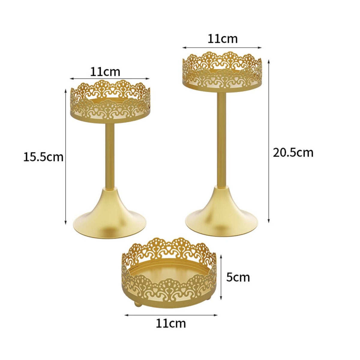 3 Pieces Gold Cake Stand Easy to Clean Lace Border Cake Stand Food-Safe Coating