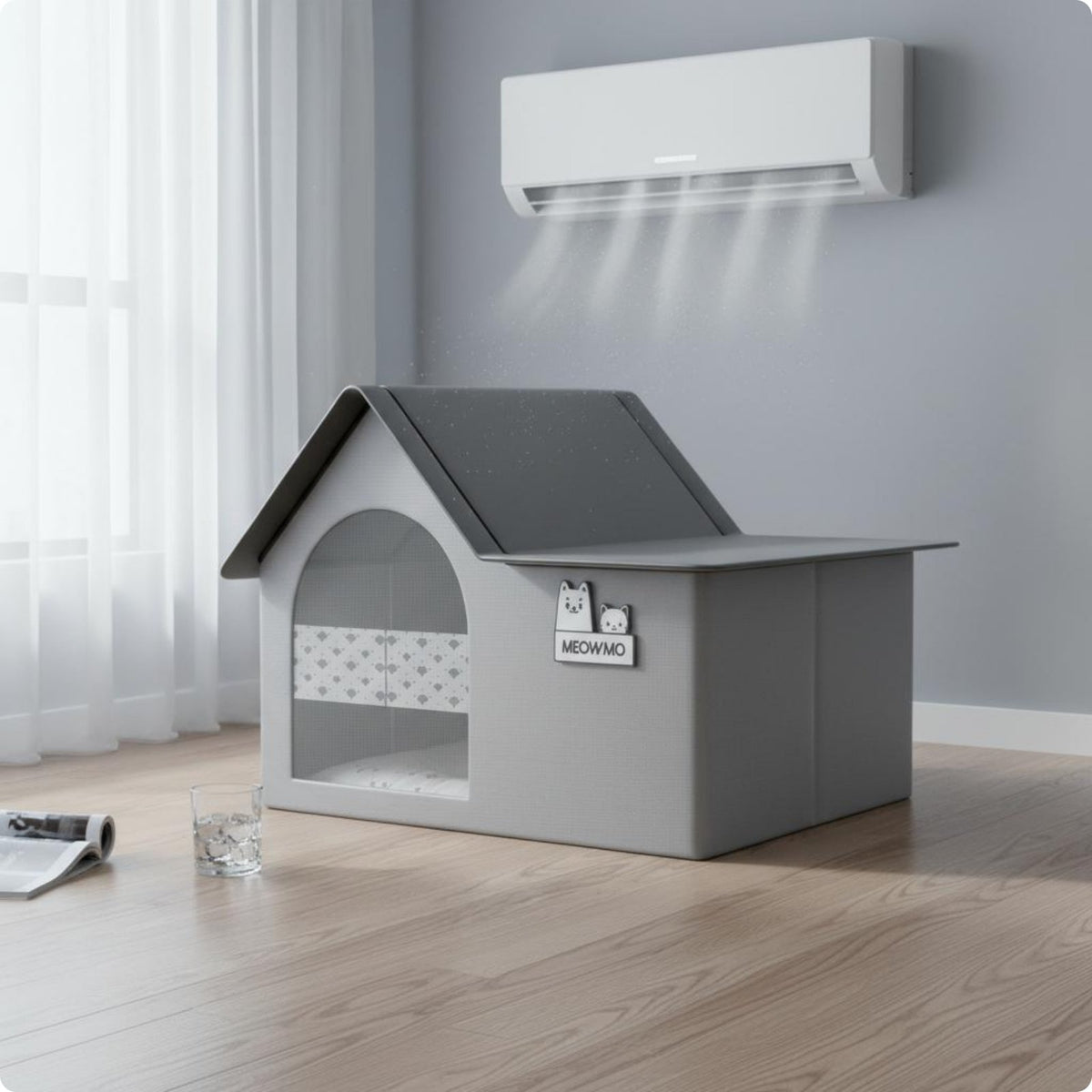 Cooling Feline Bed Air-Conditioned Room Enclosed Pet Bed Closed Design