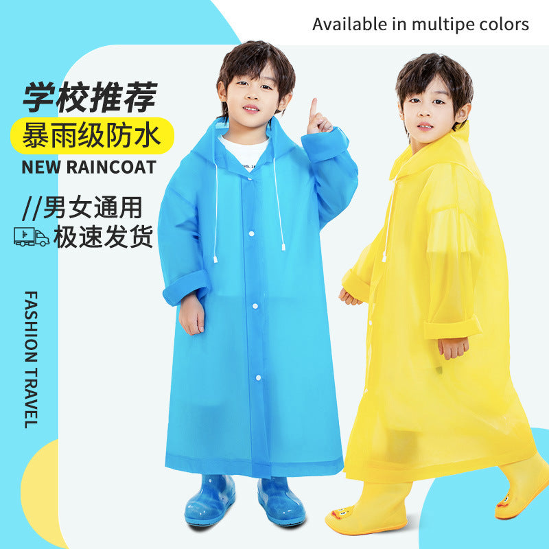 Kids Disposable Compressed Rain Poncho EVA Thickened Long Adult Student Card Raincoat for Outdoor Waterproof
