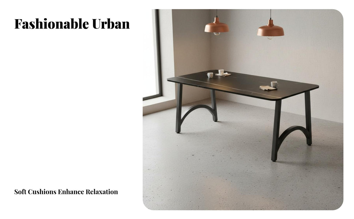 Heat Resistant Tabletop Industrial Design Booth Seating Set Sintered Stone Top Metal Frame Table and Sofa Set U-Shaped Restaurant Sofa for Bar Owners, Restaurants, Cafes, Lounges, Tea Houses