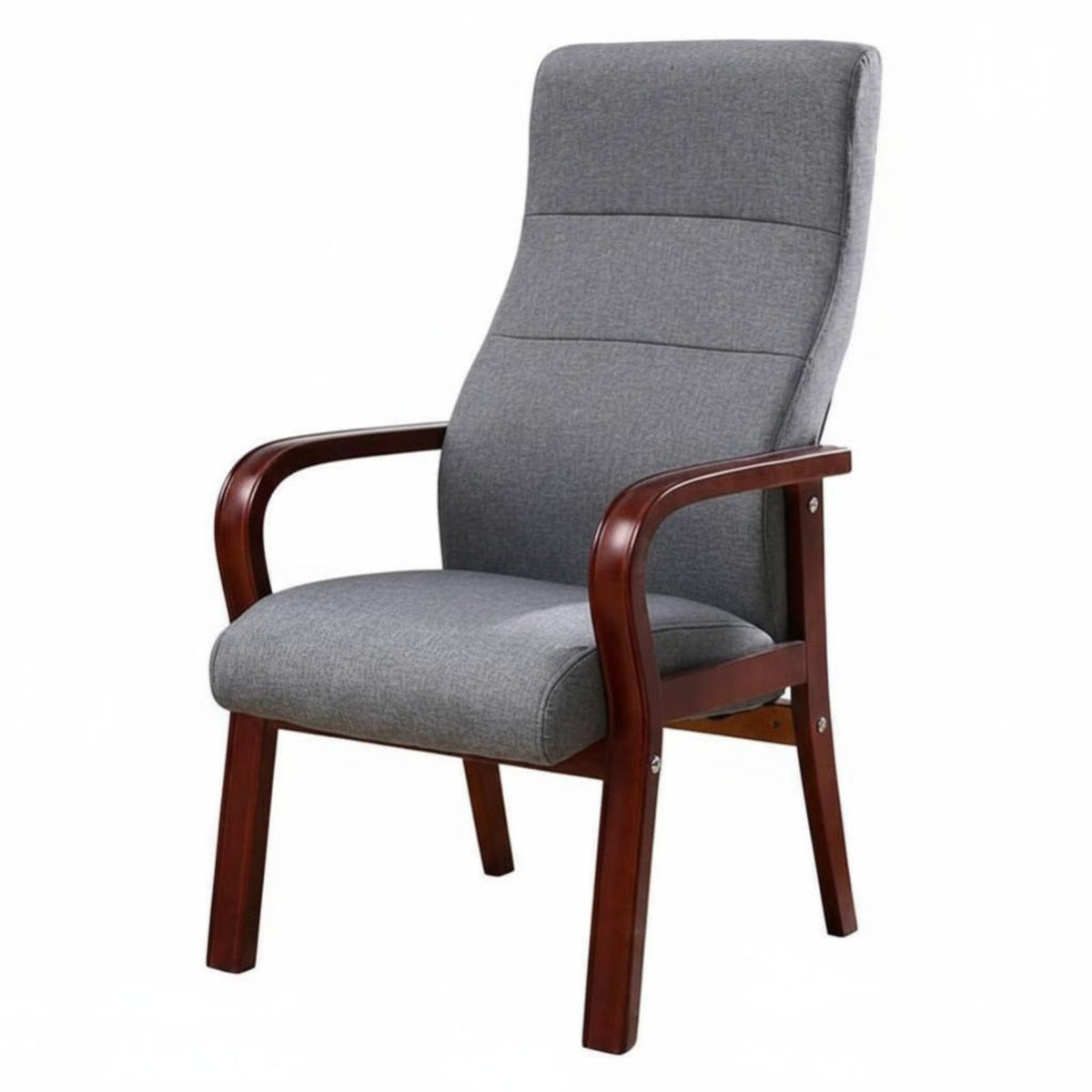 Highspine support Wooden Armchair With Armrests Seating Furniture Fabric Upholstery