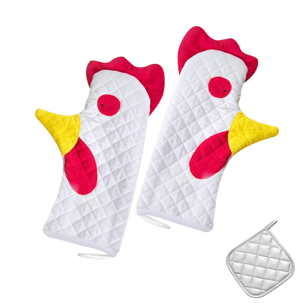 Cockerel Oven Mitts Quilted Cockerel Oven Gloves Non-Slip for Kitchen, Bakers