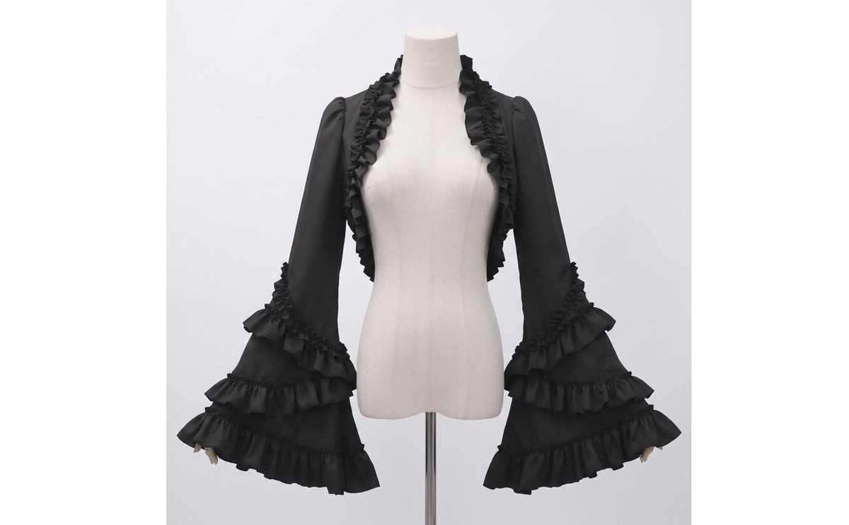 Gothic Shrug with Flared Cuffs Long Sleeves Ruffled Short Jacket Shrug Breathable Apparel for Cosplayers, Themed Parties