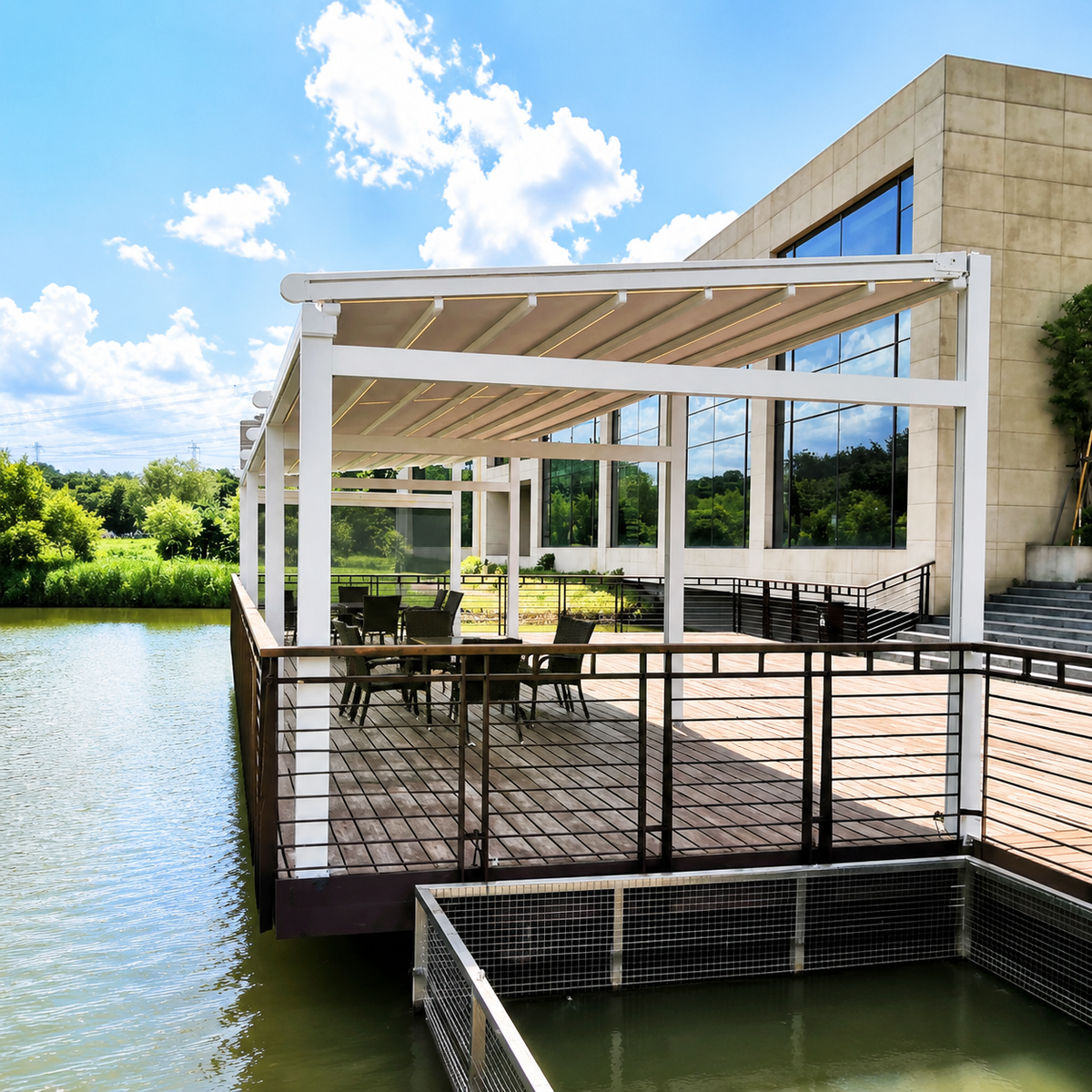 Retractable Pergola for Garden & Balcony, Sun Shade, UV Protection, Electric Aluminum Alloy Waterproof Terrace Roof